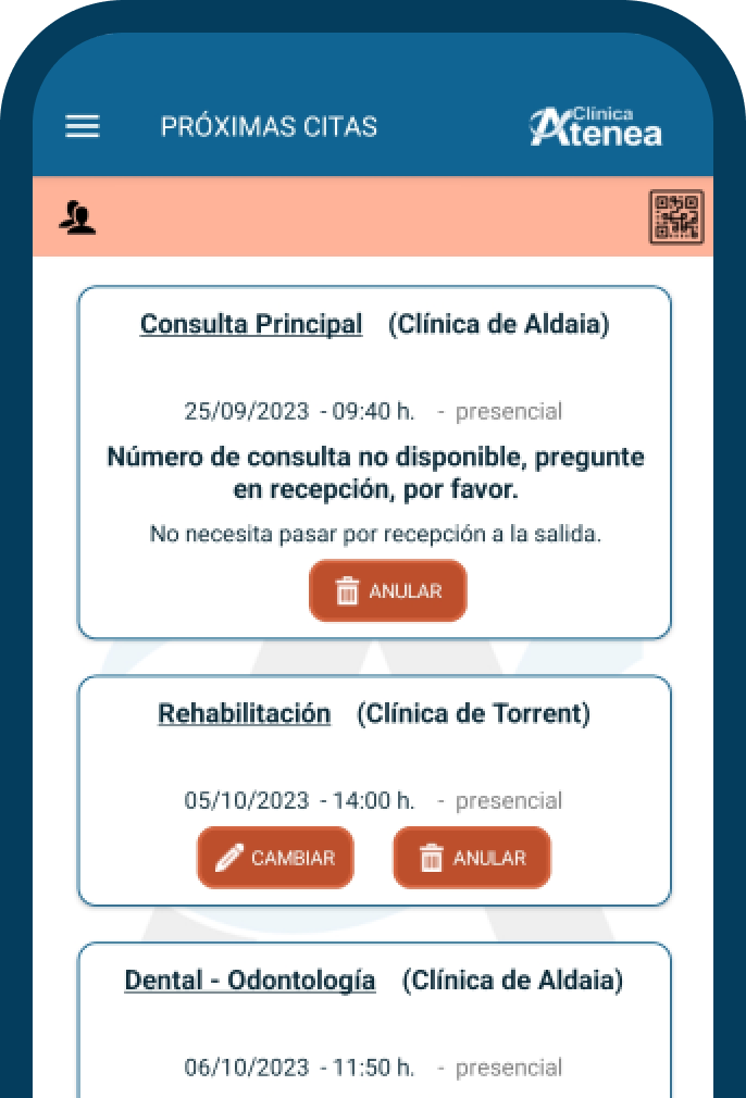 demostración de app Clínica Atenea